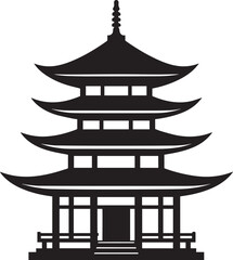 Ancient Japanese Pagoda Icon Silhouette | Black Vector Temple Illustration