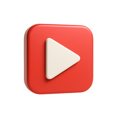 Quality full 3D play button icon with a sleek design, ideal for apps and streaming platforms. 3d illustration