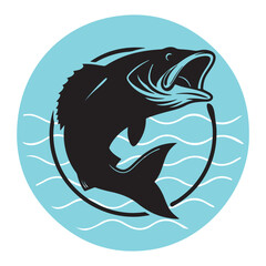 Silhouettes of big fish vector illustration in black graphic design for t-shirt	