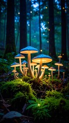 Glow Mushrooms in Forest
