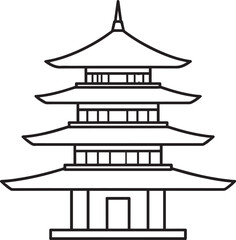 Ancient Japanese Pagoda Icon Silhouette | Black Vector Temple Illustration