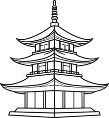 Ancient Japanese Pagoda Icon Silhouette | Black Vector Temple Illustration