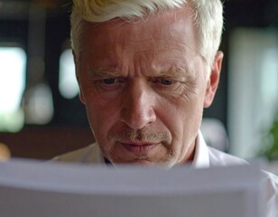 Focused man reviewing documents