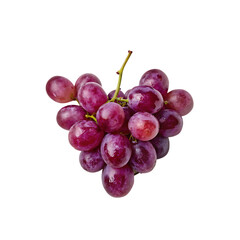A cluster of grapes arranged into a heart shape isolated on a transparent background png