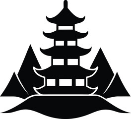 Serene Multi-Tiered Pagoda Against a Sunset