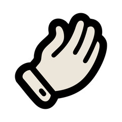 Obraz premium Stylized Hand Gesture Icon: Beige Palm, Black Outline, Isolated on White.