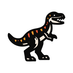 Fierce Black T-Rex Graphic with Bold Lines and Fiery Orange Markings