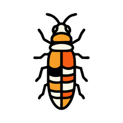 Vibrant Stylized Insect Icon with Bold Orange and White Geometric Pattern on Abdomen