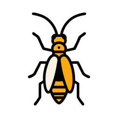 Stylized Insect Illustration: Vector Graphic of a Bee-like Bug on White