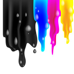 Colorful paint drips on a white background. Vector illustration.