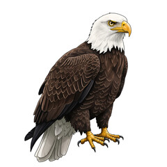 Majestic bald eagle with white head and sharp beak