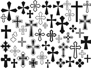 Diverse Christian Cross Symbol Collection – Religious Faith Icons for Spiritual Art, Graphic Design, Worship Themes, and Lifestyle Concepts