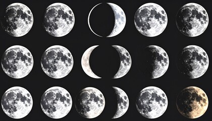 Obraz premium Lunar Phases: A Celestial Dance of Light and Shadow