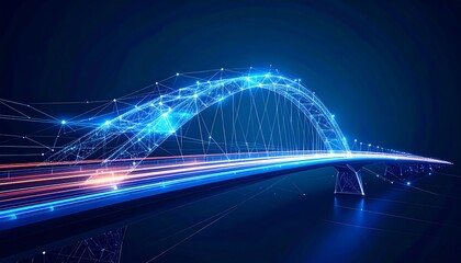 Futuristic Arch Bridge With Glowing