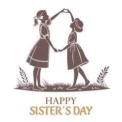 Happy sisters day silhouette design vector illustration