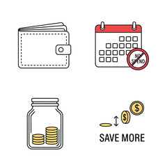 Wallet calendar jar coins save more no spend