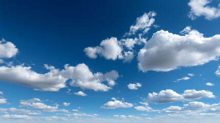 Calm atmosphere with fluffy clouds in bright sky