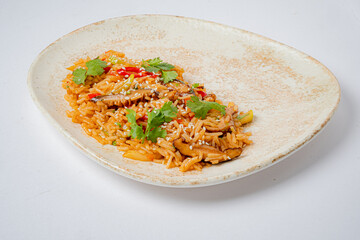 Vibrant rice with fresh veggies and herbs showcases the best of culinary artistry