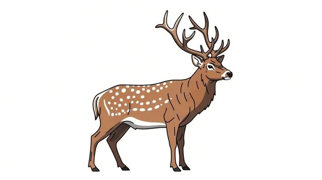 Majestic Illustration of a Fallow Deer with Distinctive White Spots, Captured in a Vibrant and Bold Style, Perfect for Nature-Themed Projects and Educational Materials