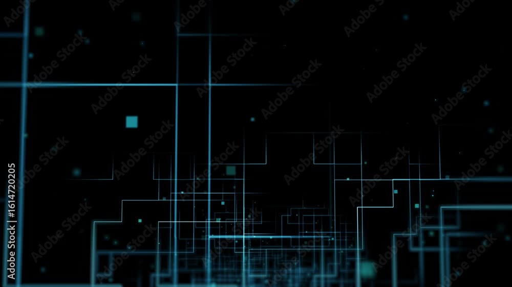 Sticker futuristic digital grid with a network of glowing blue lines in a cybernetic space