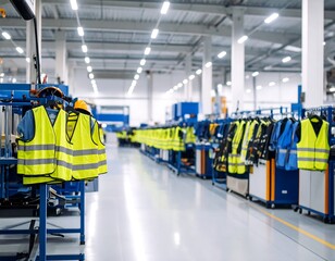 Industrial warehouse with safety vests