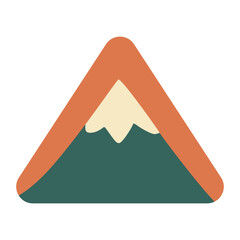 Orange minimalist mountain silhouette elements.
