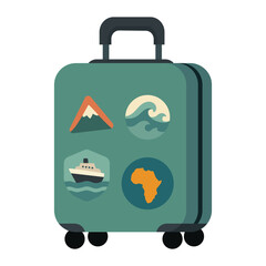 Chic suitcase with travel stickers