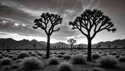 Paysage désertique aride aux Joshua trees