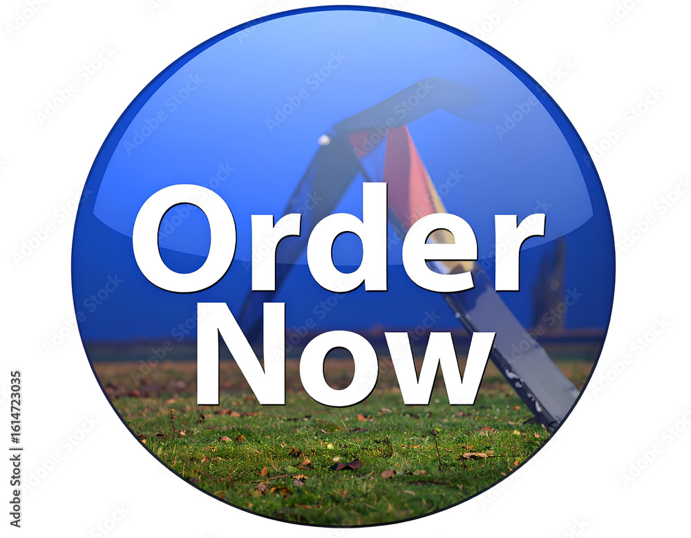 Poster flat design place order cta button with bold text, vector clipart on transparent background.