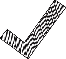 Hand-Drawn Check Mark Icon - Black and White Sketch