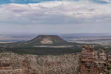 Cedar Mountain is a Mesa. Desert View Watchtower, Grand Canyon National Park.  Arizona
