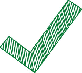 Hand-Drawn Green Check Mark Icon. Positive Confirmation. vector