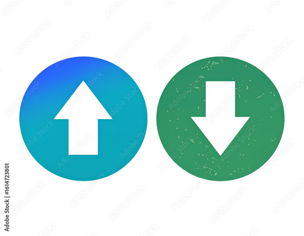 Poster set of upload and download symbols, 3d colorful ui/ux elements for web and app interface.