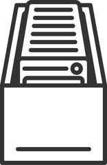 ストレージボックスに入った、トレーディングカードのアイコン（線画）のイラスト