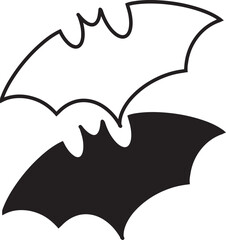 Black Silhouette of Bat Wings, Halloween Icon