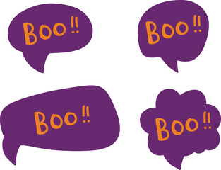 Halloween 'Boo!' Speech Bubbles. halloween color Purple and Gold