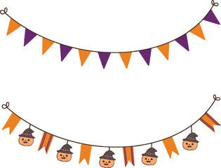 Festive Halloween Bunting Garland with Pumpkins and Pennants