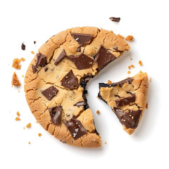 Partially Eaten Chocolate Chunk Cookie with Crumbs