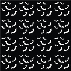 Seamless negative Halloween Bat Pattern on Black Background