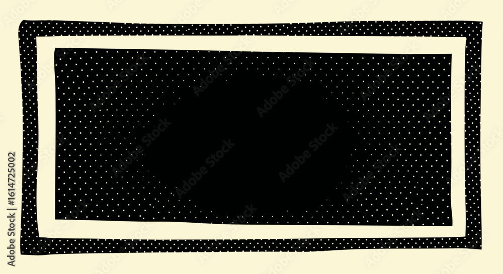 Poster rectangular frame with polka dot border and beige inner border