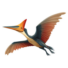 Obraz premium Cute Cartoon Pteranodon Gliding in the Sky with Colorful Crest