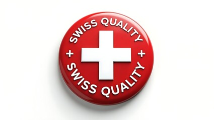 Obraz premium Oval badge with swiss cross and swiss quality text
