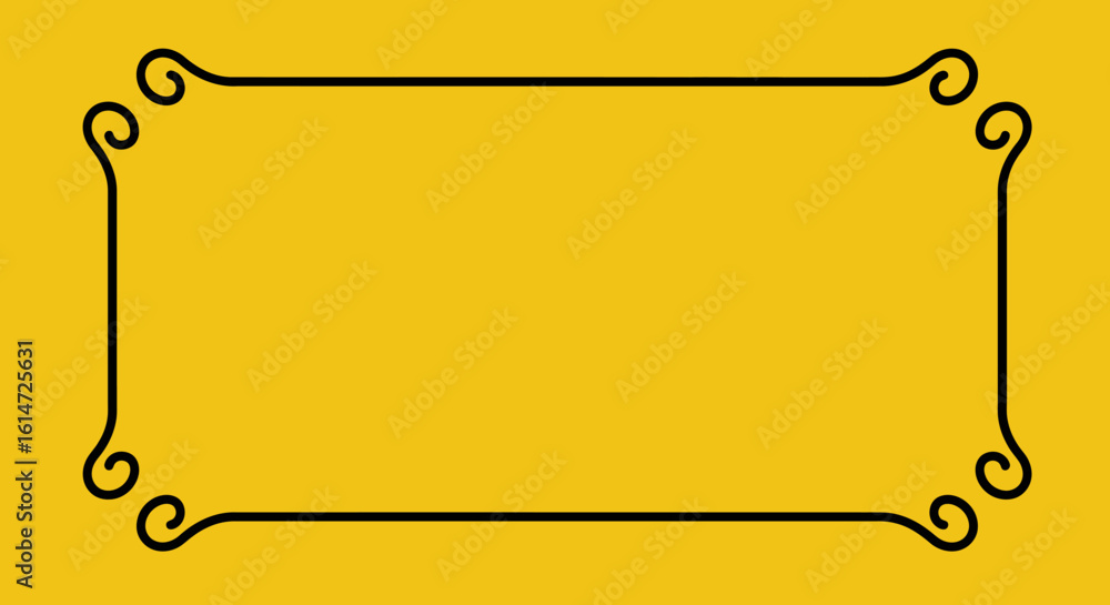 Aufkleber ornate rectangular frame with swirls on a yellow background