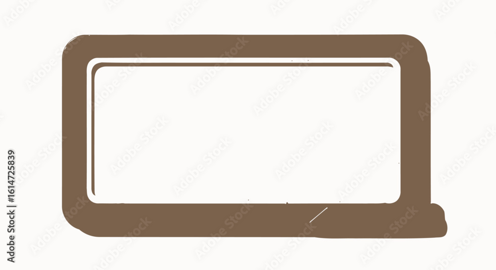 Poster brown rectangular frame with rounded corners and inner border