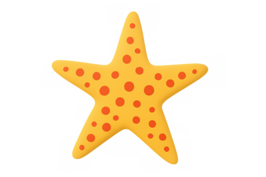 3d rendering of a starfish with orange spots on a transparent background