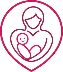 Outline icon of a breastfeeding logo inside a heart
