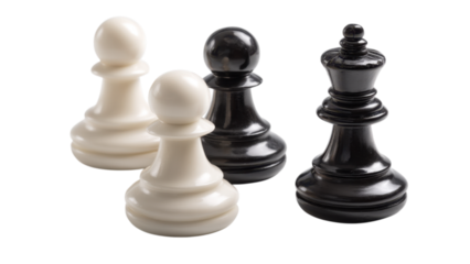 White and Black Chess Pawns and King on a Stark Background