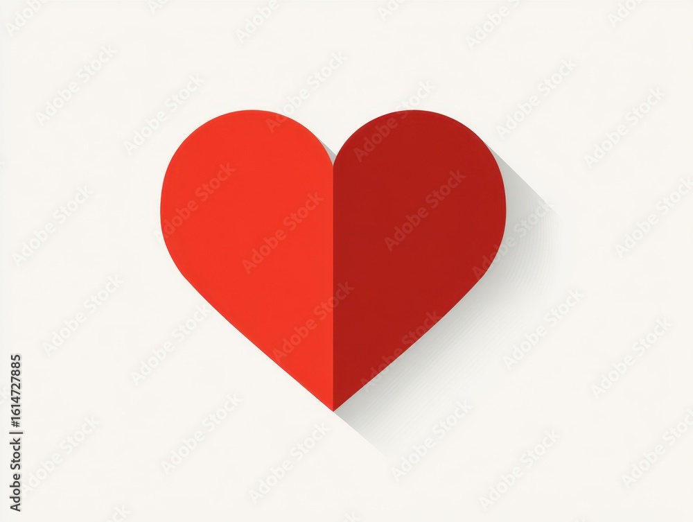 Poster flat red heart icon design on light background for graphics use