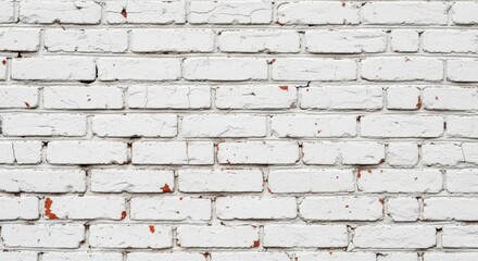Textured White Painted Brick Wall with Subtle Orange Undertones and Cracks