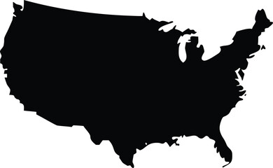 Black and White Silhouette Depiction of the United States of America Map